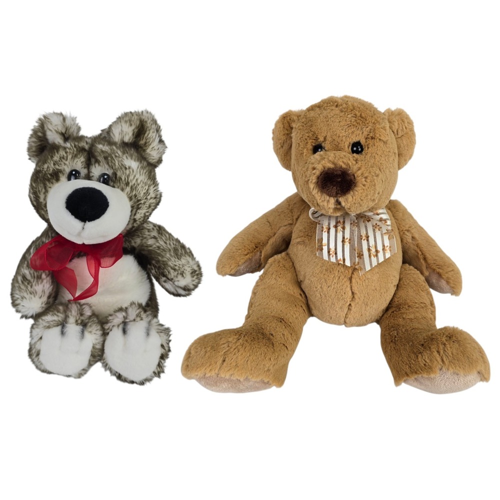 Lot of 2 Vintage Plush Teddy Bears 10" Brown and Golden‎ Made for Wal-Mart 1990s